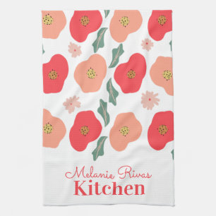 Linge De Cuisine Motif floral printanier dessiné à la main avec ver
