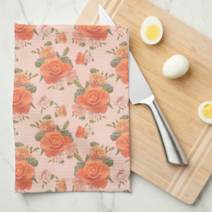 Linge De Cuisine motif floral rose orange rose mariage printemps