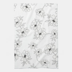 Linge De Cuisine Motif floral sans couture minimaliste en art linéa