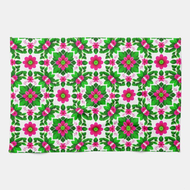 Linge De Cuisine Motif floral tropical vibrant (Horizontal)