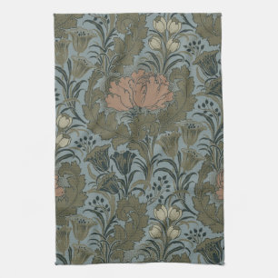 Linge De Cuisine Motif floral victorien antique terre cuite sauge