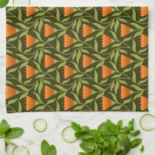 Linge De Cuisine Motif floral vintage avec tulipes orange