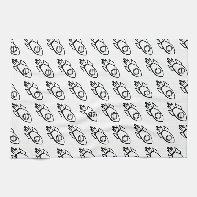 Linge De Cuisine Motif Flying Rocket Sketch (Horizontal)