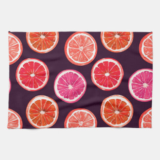 Linge De Cuisine Motif foncé Citrus peint à la main