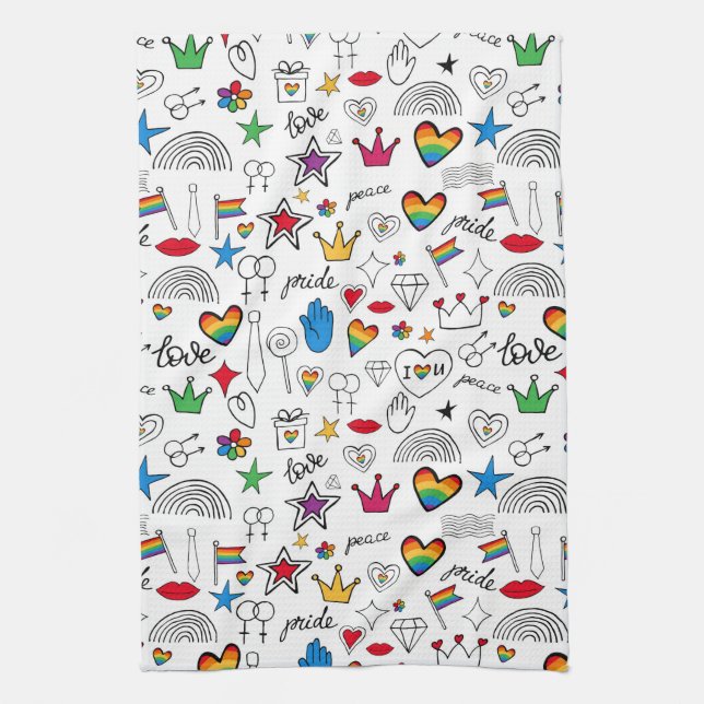 Linge De Cuisine Motif Gay pride Doodle (Vertical)