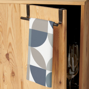 Linge De Cuisine Motif géométrique abstrait gris bleu marine