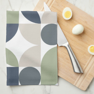Linge De Cuisine Motif géométrique abstrait gris vert milieu du siè