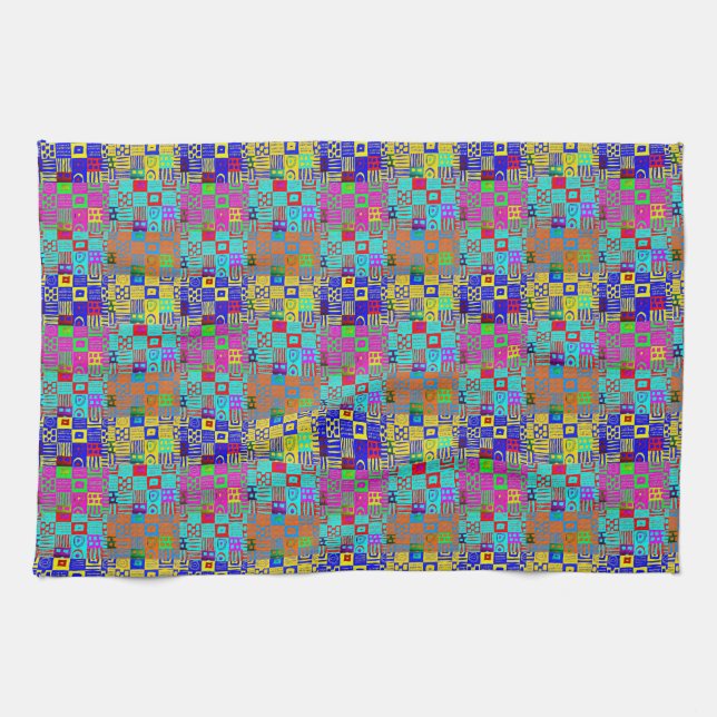 Linge De Cuisine Motif géométrique afrocentrique multicolore (Horizontal)