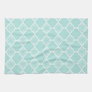 Linge De Cuisine Motif géométrique Aqua Blue Quatrefoil