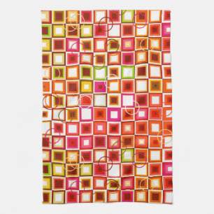 Linge De Cuisine Motif géométrique carré rétro vibrant