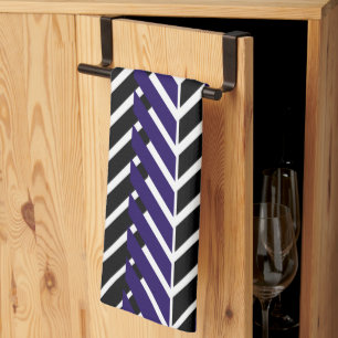 Linge De Cuisine Motif géométrique chevron bleu blanc noir