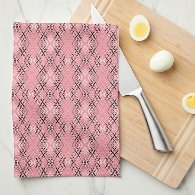 Linge De Cuisine Motif géométrique corail rétro losanges (Quart Plié)