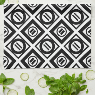 Linge De Cuisine Motif géométrique de signe égal noir sur blanc