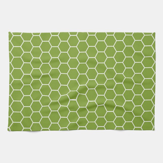 Linge De Cuisine Motif géométrique d'hexagone vert de nid (Horizontal)