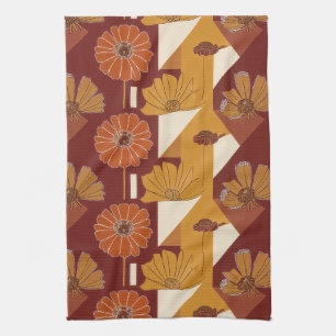 Linge De Cuisine Motif géométrique floral automnal rustique