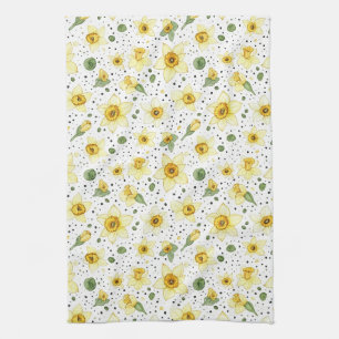 Linge De Cuisine Motif géométrique floral de jonquille botanique (2