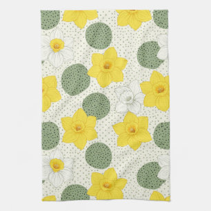 Linge De Cuisine Motif géométrique floral narcisse botanique
