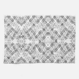 Linge De Cuisine Motif géométrique floral noir et blanc moderne