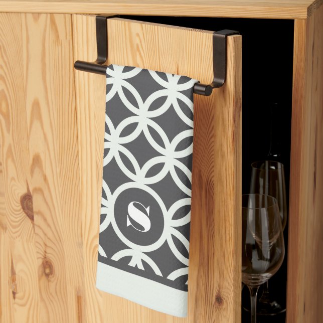 Linge De Cuisine Motif géométrique moderne gris foncé (Pliage en tiers)