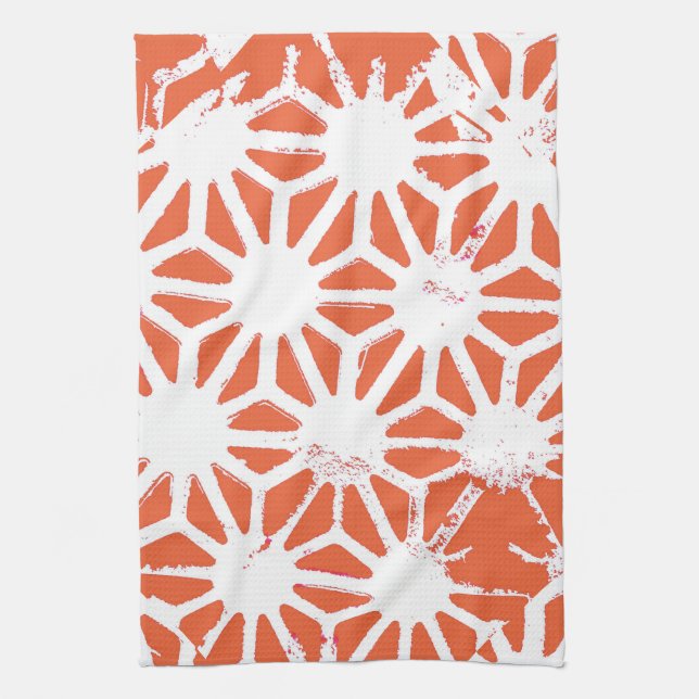 Linge De Cuisine Motif géométrique orange et blanc (Vertical)