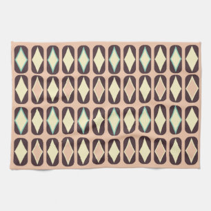 Linge De Cuisine Motif géométrique rétro avec marron, jaune, bleu
