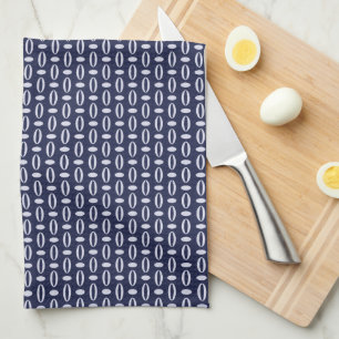 Linge De Cuisine Motif géométrique Retro Modern Marine Blue Ovals
