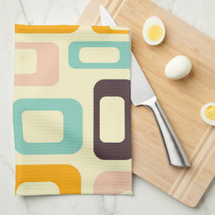 Linge De Cuisine Motif géométrique rétro sur fond beige clair