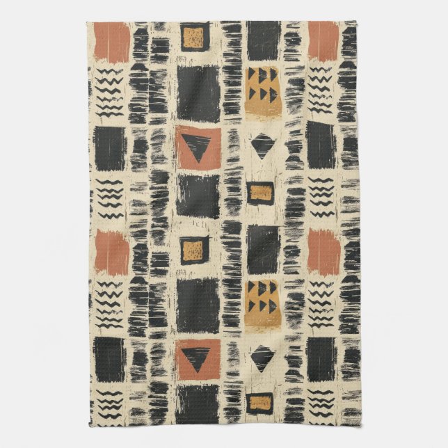 Linge De Cuisine Motif géométrique rustique en boue de coton (3) (Vertical)
