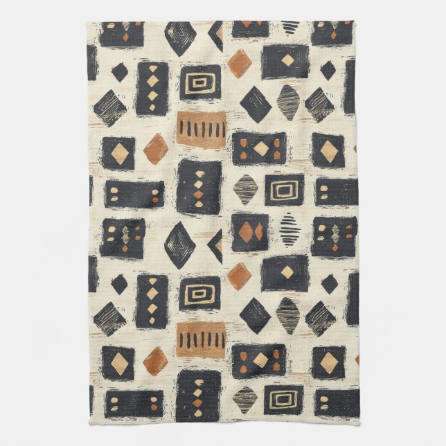 Linge De Cuisine Motif géométrique rustique en boue de Mali (2) (Vertical)