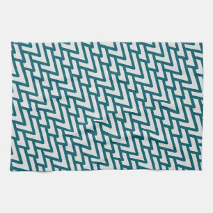 Linge De Cuisine Motif géométrique sarcelle foncé moderne sur gris