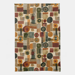 Linge De Cuisine Motif géométrique sombre du milieu du siècle (2)
