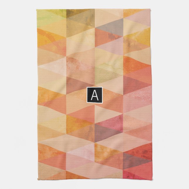 Linge De Cuisine Motif géométrique Triangle souple | Monogramme (Vertical)