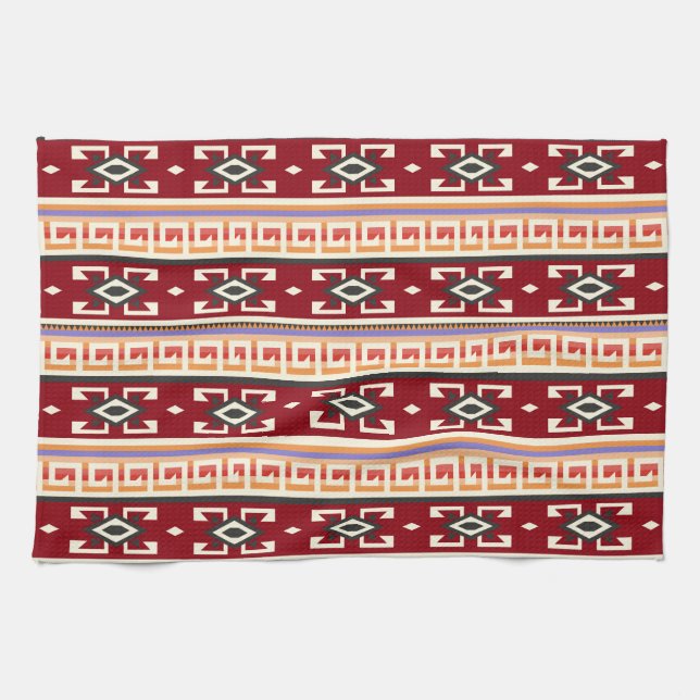 Linge De Cuisine Motif géométrique tribal amérindien (Horizontal)
