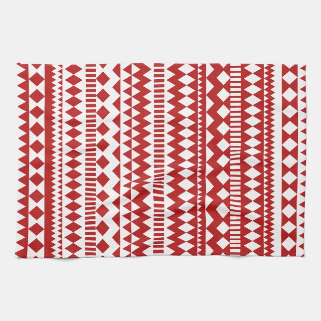 Linge De Cuisine Motif géométrique tribal blanc rouge aztèque des (Horizontal)