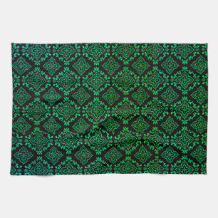 Linge De Cuisine Motif géométrique vert / Impression indienne