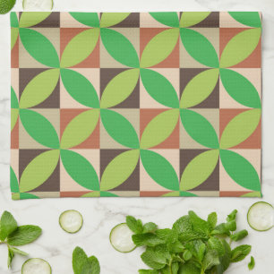 Linge De Cuisine  Motif géométrique vert moderne du milieu du XXe s