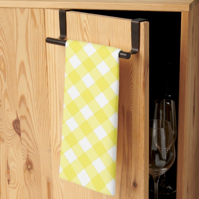 Linge De Cuisine Motif Gingham Jaune Ensoleillé (Pliage en tiers)
