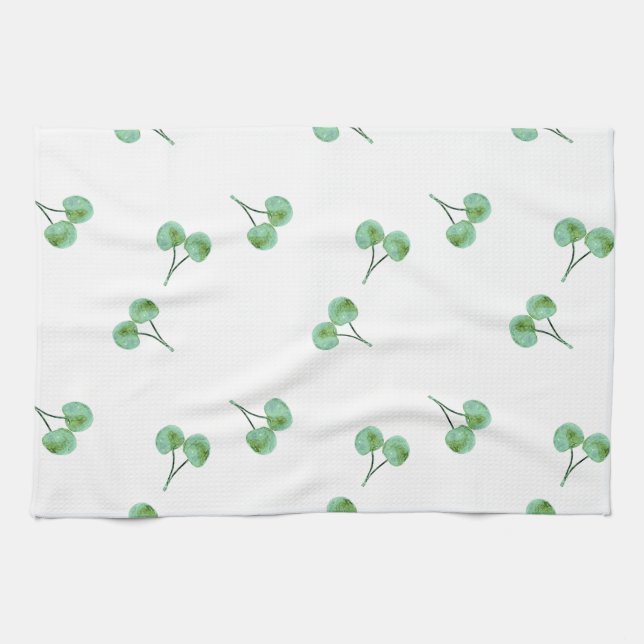 Linge De Cuisine Motif Green Cherry (Horizontal)