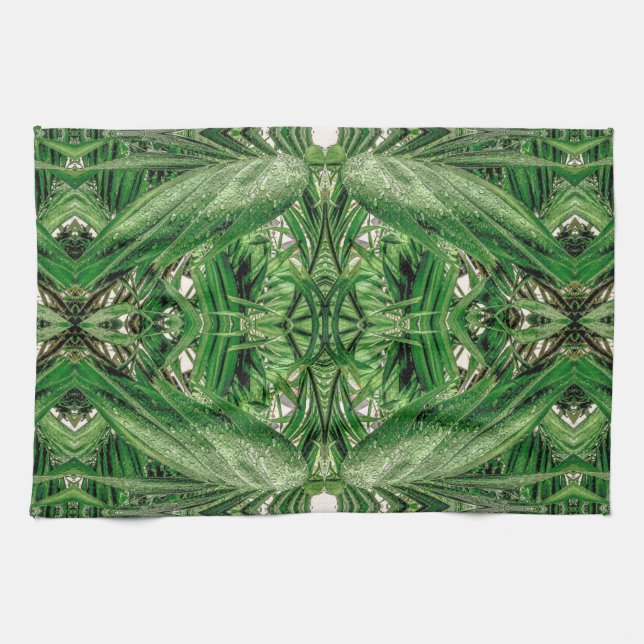 Linge De Cuisine Motif Greens et Raindrops (Horizontal)