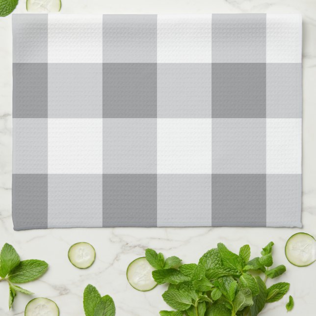 Linge De Cuisine Motif gris et blanc En vichy (Plié)