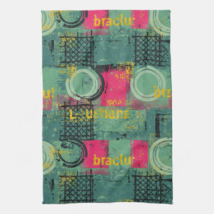 Linge De Cuisine Motif Grunge Abstrait avec Formes Géométriques