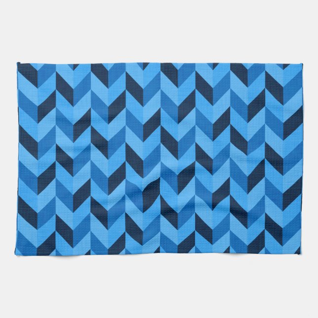 Linge De Cuisine Motif Herringbone en bleu (Horizontal)