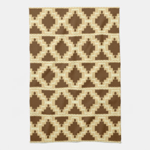 Linge De Cuisine Motif Ikat Aztec - Tan, brun et crème