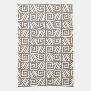Linge De Cuisine Motif Ikat Aztec - Taupe Tan et Crème