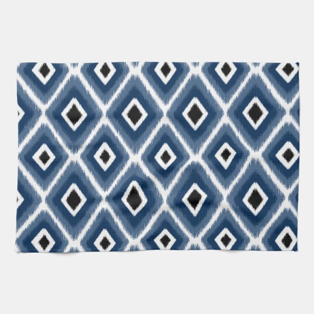 Linge De Cuisine Motif Ikat bleu bleu marine (Horizontal)