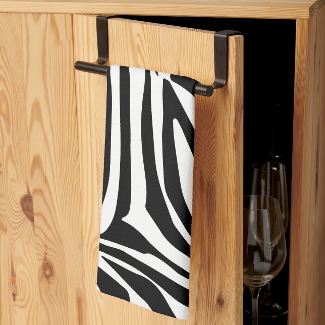 Linge De Cuisine Motif Imprimé Zèbre Noir et Blanc Audacieux (Pliage en tiers)