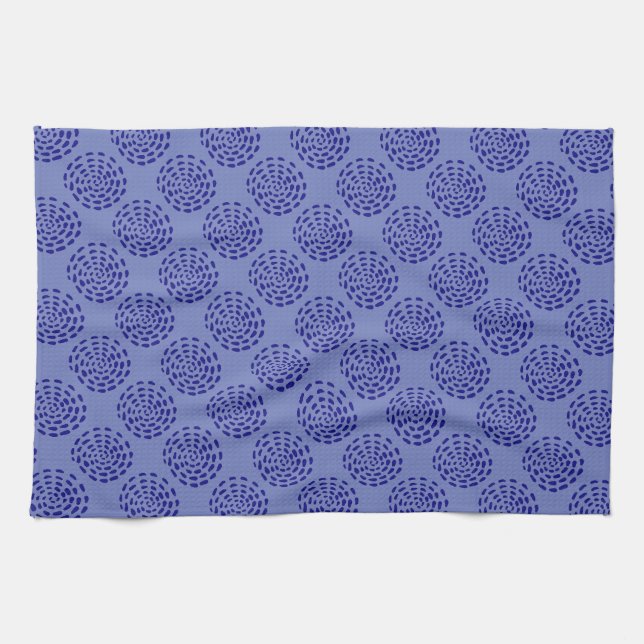 Linge De Cuisine Motif Indigo bleu foncé rayé sur bleu (Horizontal)