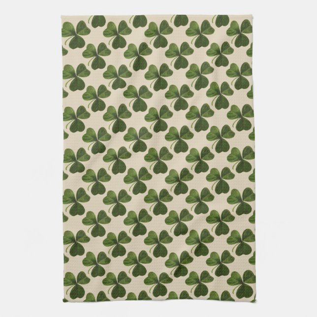 Linge De Cuisine Motif irlandais vert de shamrock de ressort (Vertical)