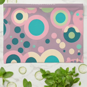 Linge De Cuisine Motif isométrique Kawai Circle Rose Navy