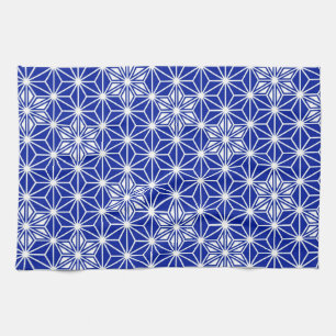 Linge De Cuisine Motif japonais Asanoha - bleu cobalt
